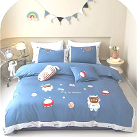 Children Bedsheet set - Fitted Bedsheet - Cartoon Kids Bedding - Fly to moon