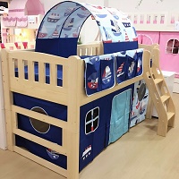 Children loft bed curtain - sailing boat