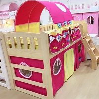 Children Loft bed curtain - rose pink girl