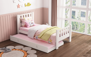Pullout Bed - Trundle Bed - Whitewash - PL02