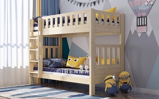 Wooden Double Decker Bed - Convertible Bunk Bed - Natural Solid Wood - SM22