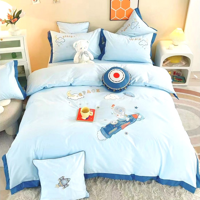 Fitted Children Bedsheet Set - Cartoon Bedsheet - Space Rocket - Kids Bedding