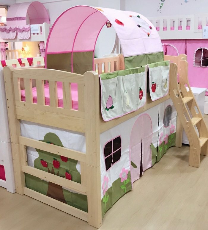 children loft bed in theme design of garden