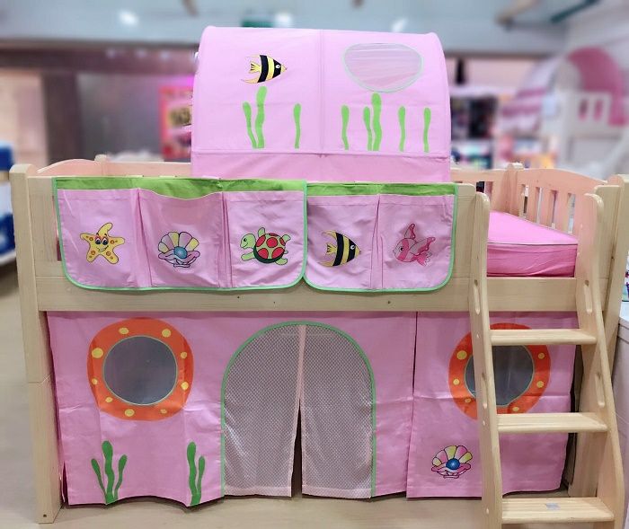 Children loft bed curtain - sea world - girl
