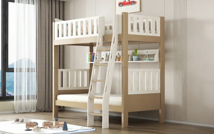 high bunk bed for kids and adult, ergonomic ladder