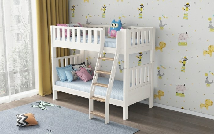 modular single bunk bed for kids, white bunk bed 