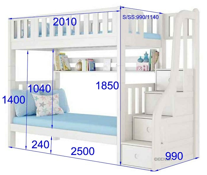 children modular bunk bed size