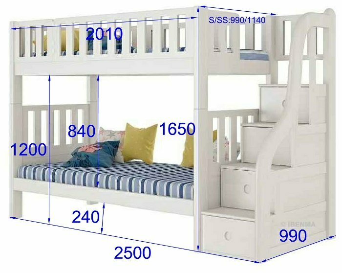 children modular bunk bed size