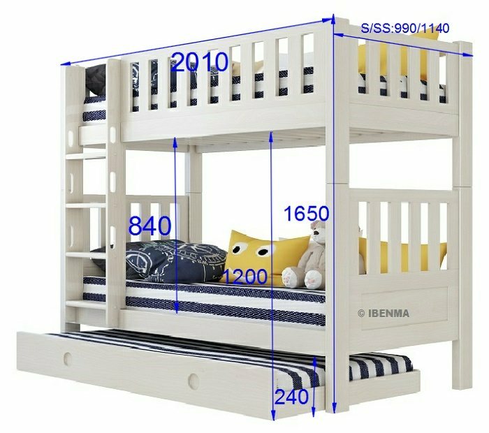 children modular bunk bed size