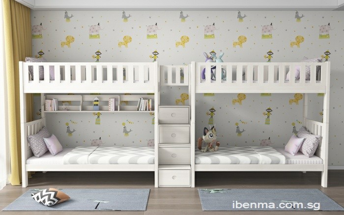 Cascaded Bunk and Loft Bed Setup for 4 - 6 Kids