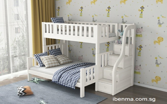 Queen Bunk Bed - Queen Size Bed - Child-friendly Storage Staircase - SM23L